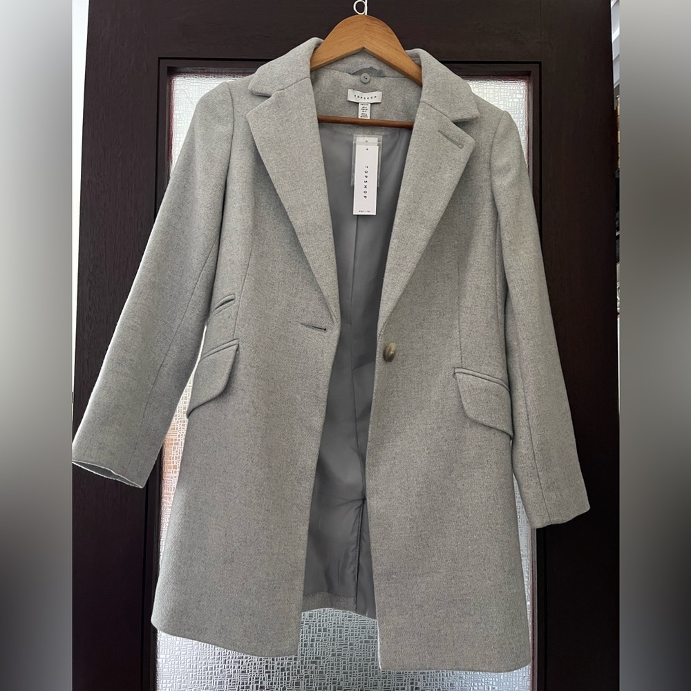 NWT Topshop Gray Coat Petite 0